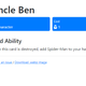 A screenshot of Uncle Ben's stats and abilities via a Marvel Snap fan site.